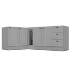 Balcão Cozinha Porta Toalha Canto Reto 1 Porta Pia 120cm Americana Henn Cinza