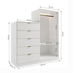 Cômoda Infantil 5 Gavetas 2 Portas com Iluminação LED Reflecta Cecília Móveis Sul Branco