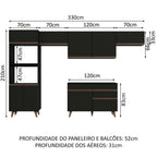 Armário de Cozinha Completa 330cm Preto Reims Madesa 01
