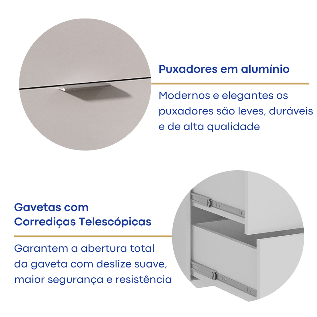 Penteadeira 9 Gavetas com Espelho e LED Foscarini 8402 Branco