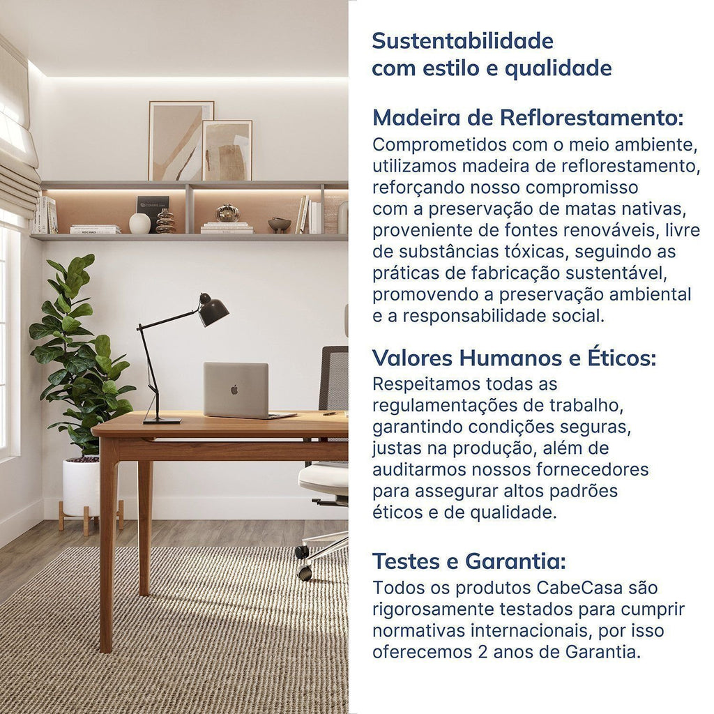Escrivaninha Mesa Escritório Miriti Madeira e Cinamomo 160cm CabeCasa MadeiraOriginals