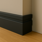 Kit 10 Barras Rodapé Poliestireno 10cm Frisado Preto 2m RM Decor