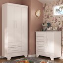 Quarto Infantil Completo Guarda-Roupa 3 Portas 2 Gavetas com Cômoda Selene Espresso Móveis
