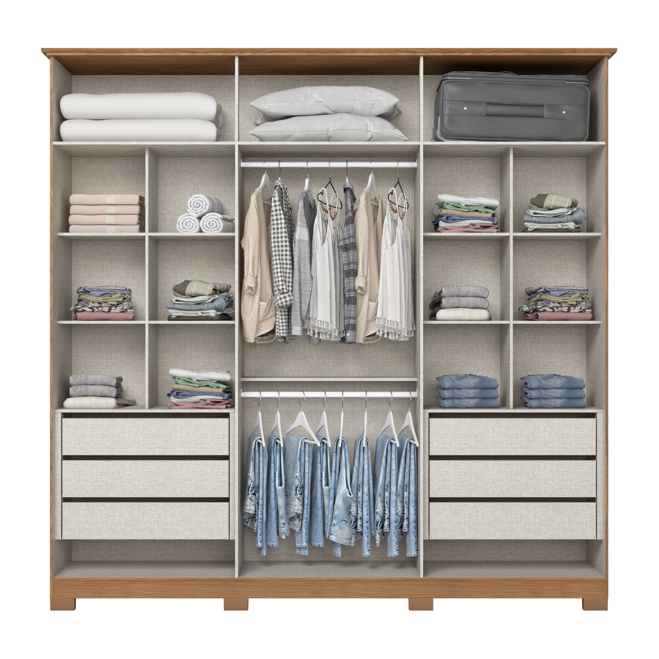 Guarda-Roupa Casal 6 Portas 6 Gavetas Andréas Henn Off White/Nature