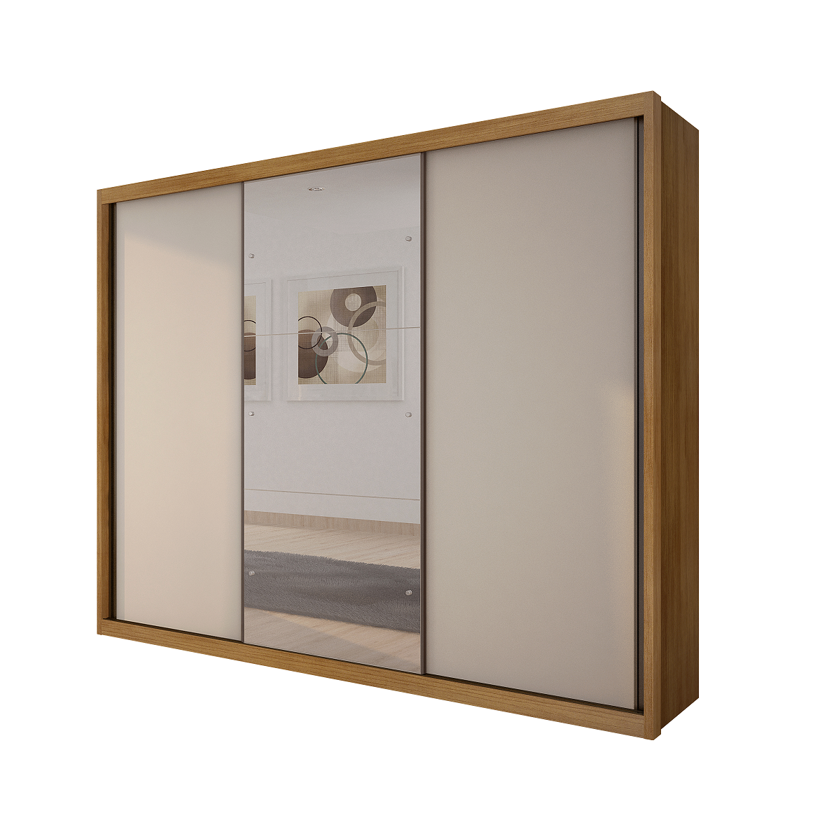 Guarda-Roupa Casal 3 Portas 6 Gavetas com Espelho Vegas Novo Horizonte 100% MDF Branco
