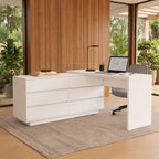 Escrivaninha em L ou Reta Oring 6 Gavetas 230cm CabeCasa MadeiraOriginals