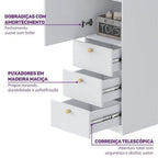 Conjunto Infantil Mesa e Cadeira Evolutiva, Prateleira e Guarda-Roupa Modulado Wave Casatema MadeiraOriginals Branco/Marrom