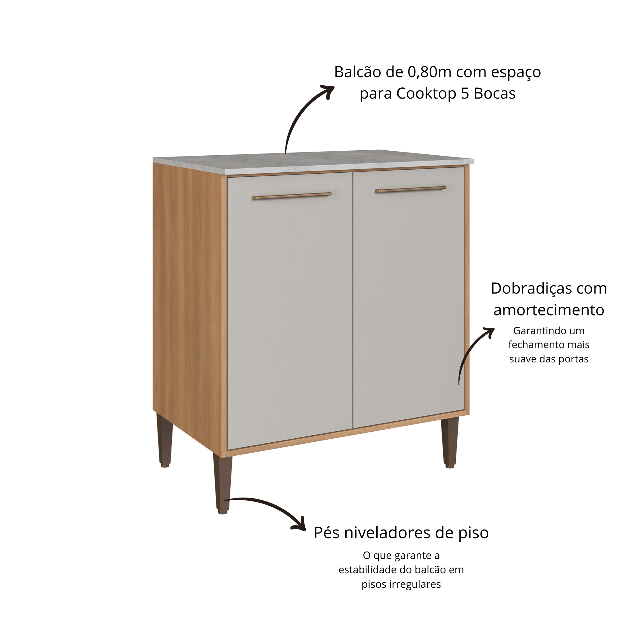 Cozinha Modulada Completa 6 Peças Cristaleira 12 Portas 3 Gavetas Jade Marrom/Freijó/Arenas Delmarco Móveis