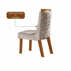 Conjunto Sala de Jantar Mesa Retangular Tampo Vidro/MDP com 6 Cadeiras Atena Estofadas Suede Espresso Móveis Castanho/Cinamomo/Bege Marrom/Pena/Off White