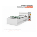Cama Solteiro com Baú 2 Gavetas e 3 Nichos Jade J&A Móveis Branco