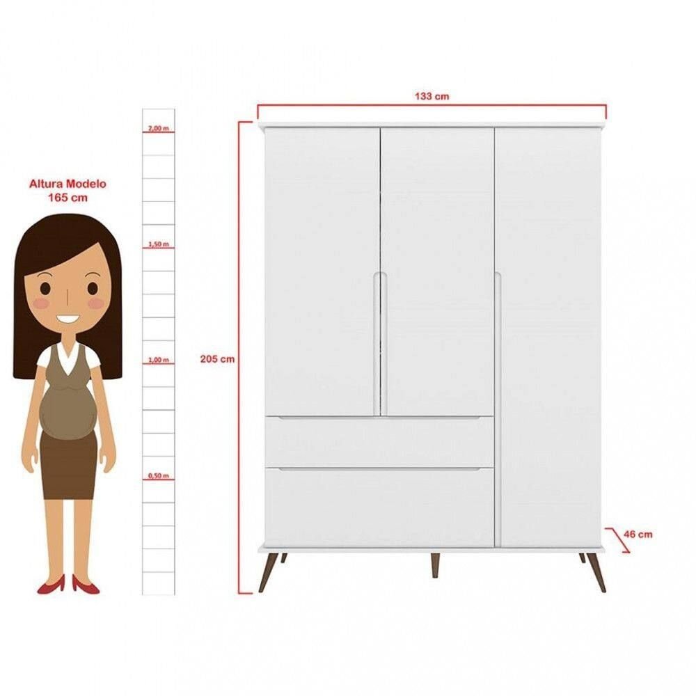Quarto de Bebê com Roupeiro e Cômoda Melinda Phoenix Baby Branco