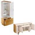 Conjunto Decorativo Cristaleira e Buffet Aparador Peggy/Albâni Off White/Cinamomo G26 Gran Belo