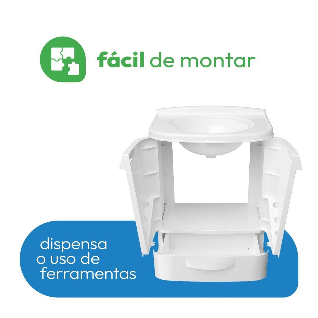 Gabinete para Banheiro em Plástico Astra Fit 45cm com Lavatório Branco