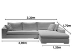 Sofá 5 Lugares com Chaise Revestimento Sarja Branca Chaise Lado Direito 3,20m X 1,70m ENZ006 Sofá Direto Da Fábrica