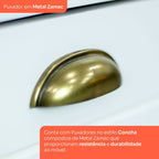 Cozinha Completa Modulada Emily Espresso Móveis 6 Peças 8 Portas 3 Gavetas Branco/Calcare