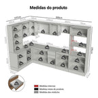Armário de Cozinha Completo de Canto 100% MDF 447cm Smart Madesa Branco/Rustic/Crema