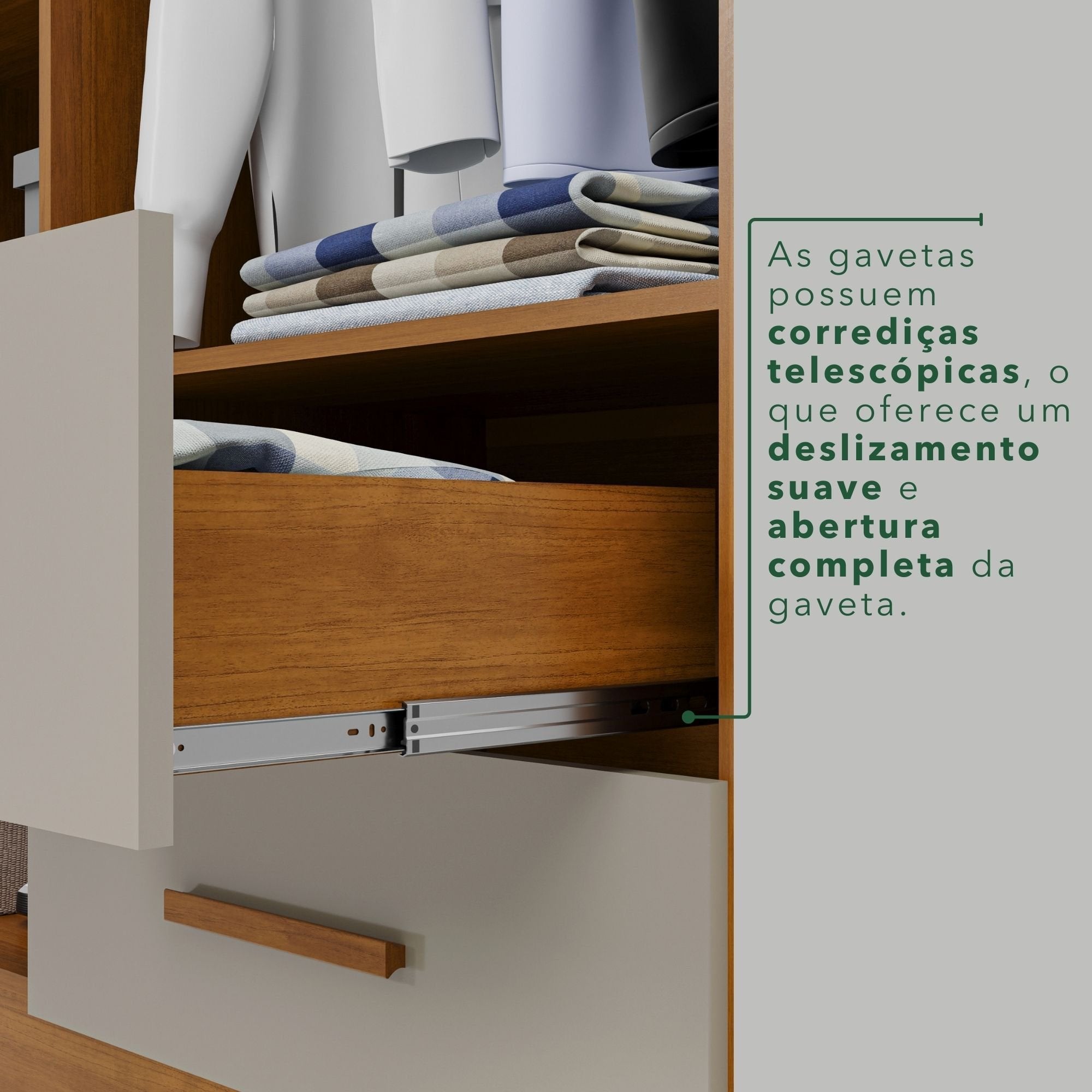 Guarda-Roupa Casal 6 Portas 2 Gavetas com Espelho Estrela Premium Sallêto Móveis 100% MDP Off White/Cinamomo