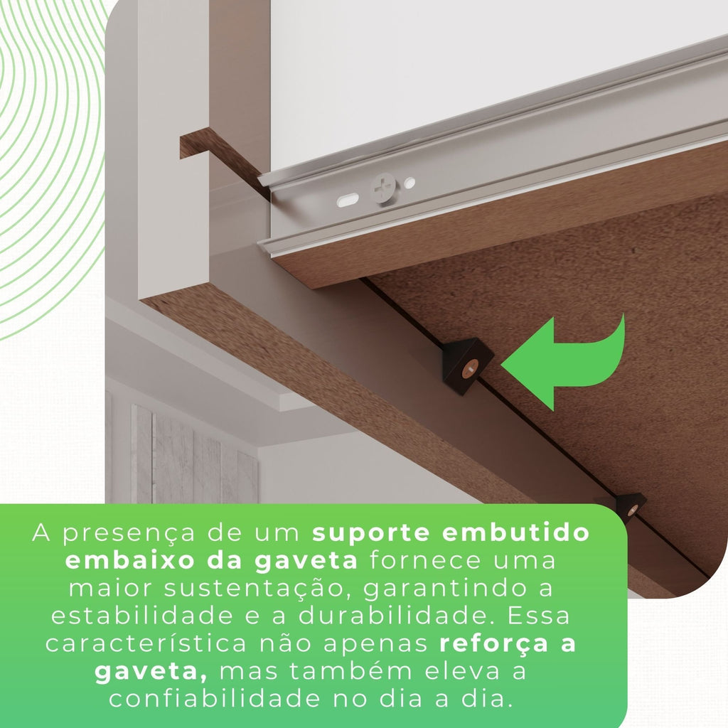 Guarda-Roupa Casal 3 Portas 9 Gavetas Luana Sallêto Móveis MDF/MDP Off White/Cinamomo
