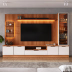 Estante Home Noble 270cm para TV até 75” com Cristaleira, Torre com LED e Portas Reflecta em MDP/MDF Movelove