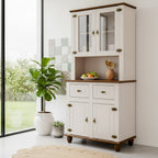 Kit Cozinha 4 Portas 2 Gavetas Tampo Base e Pés em Madeira Maciça Joy Branco/Off White