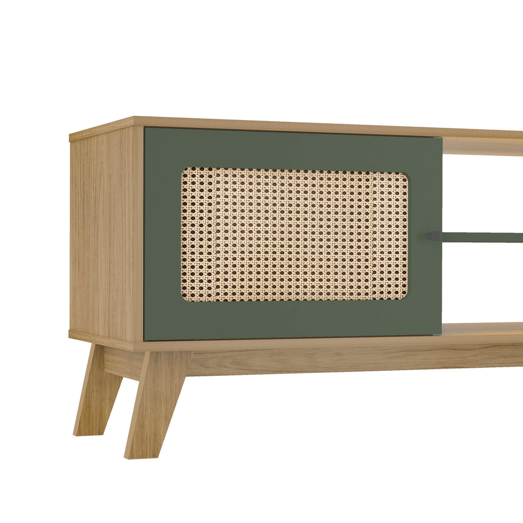 Conjunto Sala de Estar Charlotte Rack Buffet e Mesa de Apoio Artely Móveis Carvalho/Menta