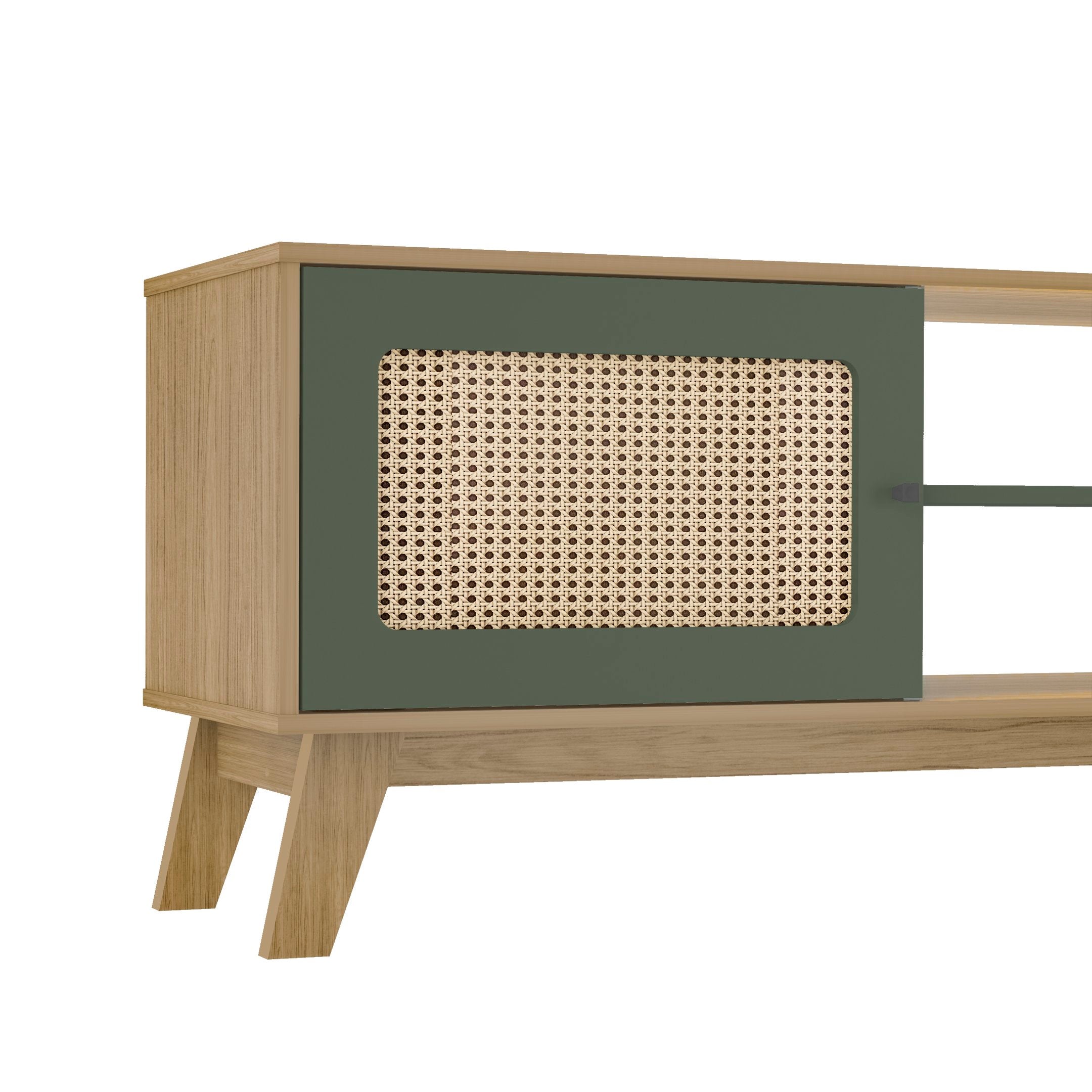 Conjunto Sala de Estar Charlotte Rack Buffet e Mesa de Apoio Artely Móveis Carvalho/Menta