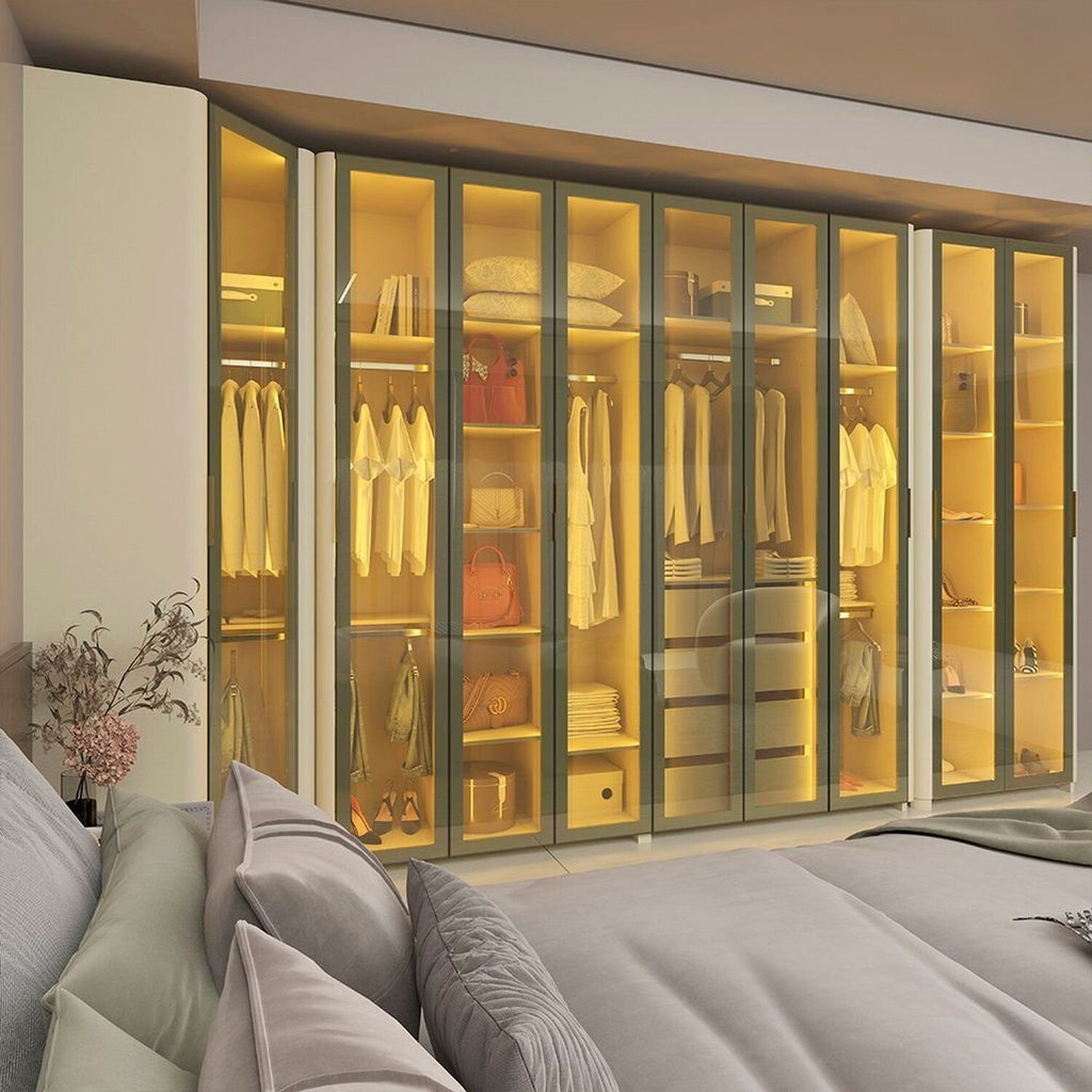 Guarda-Roupa Modulado Reflecta Innova 100% MDF Bege/Off White 339,2cm x 240cm Mod 015 Gelius Móveis