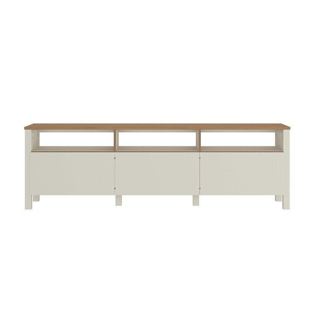 Conjunto Sala de Estar 2 Peças com Rack e Estante Ananda CabeCasa MadeiraOriginals Branco Off White/Mel
