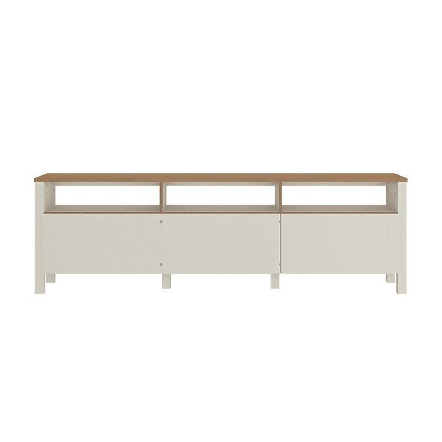 Conjunto Sala de Estar 2 Peças com Rack e Estante Ananda CabeCasa MadeiraOriginals Branco Off White/Mel