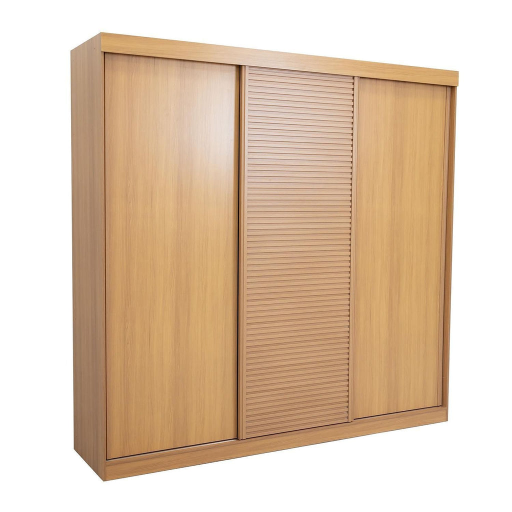 Guarda-Roupa Casal 3 Portas de Correr Samambaia CabeCasa MadeiraOriginals Carvalho