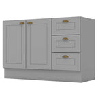 Balcão Cozinha Porta Toalha Canto Reto 1 Porta Pia 120cm Americana Henn Cinza