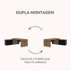 Escrivaninha Mesa Escritório em L com Caixa de Tomada Tamburato Estação Diretoria 202,5cm Marrom Artany