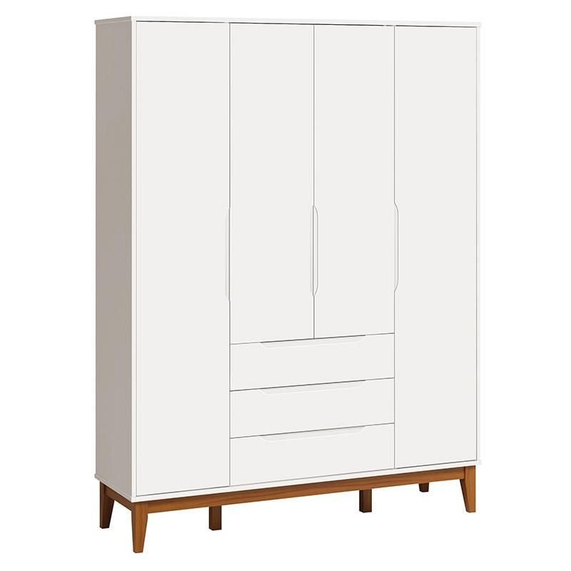 Quarto Infantil Completo Cômoda 6 Gavetas e Guarda-Roupa Classic Elfe Reller Branco Acetinado