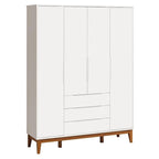 Quarto Infantil Completo Cômoda 6 Gavetas e Guarda-Roupa Classic Elfe Reller Branco Acetinado