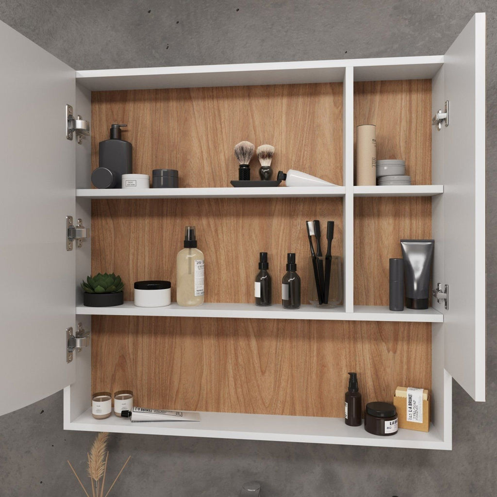 Armário Espelheira para Banheiro 80cm Lille Móveis Bosi Branco/Tauari