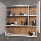 Armário Espelheira para Banheiro 80cm Lille Móveis Bosi Branco/Tauari