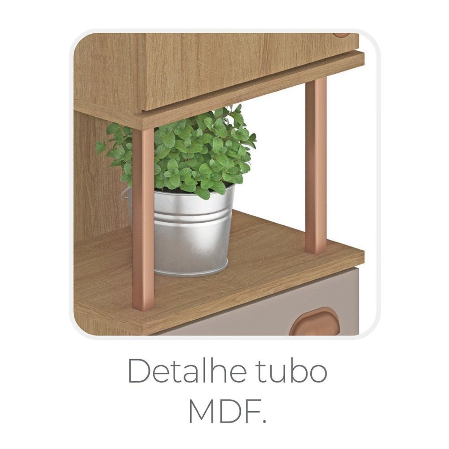 Cozinha Completa Modulada 6 Peças com Paneleiro Torre Quente e Balcão para Pia sem Tampo Marti Yescasa Mel/Fendi Cinza