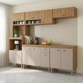 Cozinha Completa Modulada Marti Yescasa 5 Peças Torre Quente Balcão Pia Aéreo Mel/Fendi Cinza