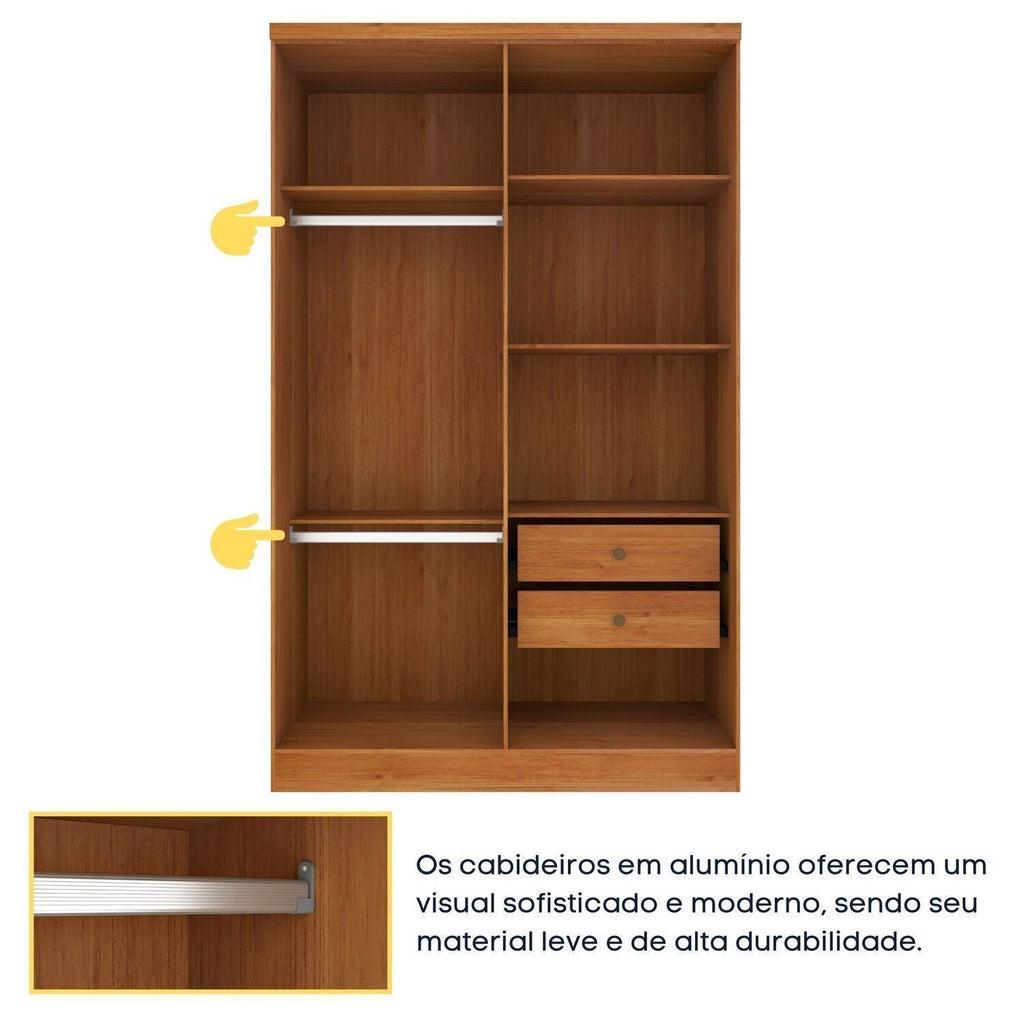 Quarto Infantil Completo com Guarda-Roupa Cômoda e Cama 100% MDF Harmonia Yescasa Bege/Cinamomo/Off