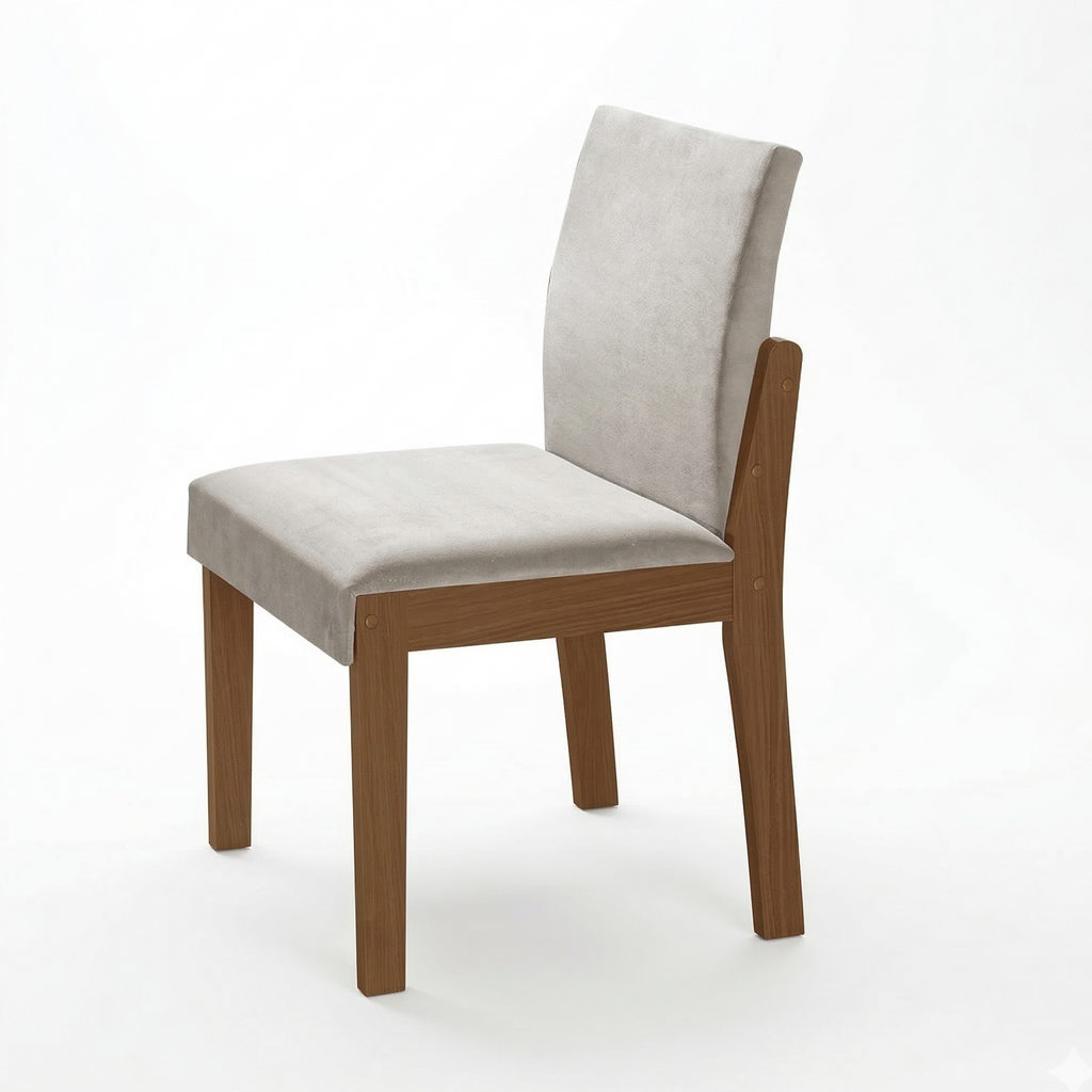 Conjunto Sala de Jantar Mesa Redonda com 6 Cadeiras Mônaco Nuance Yescasa Cinamomo/Creme/Off White