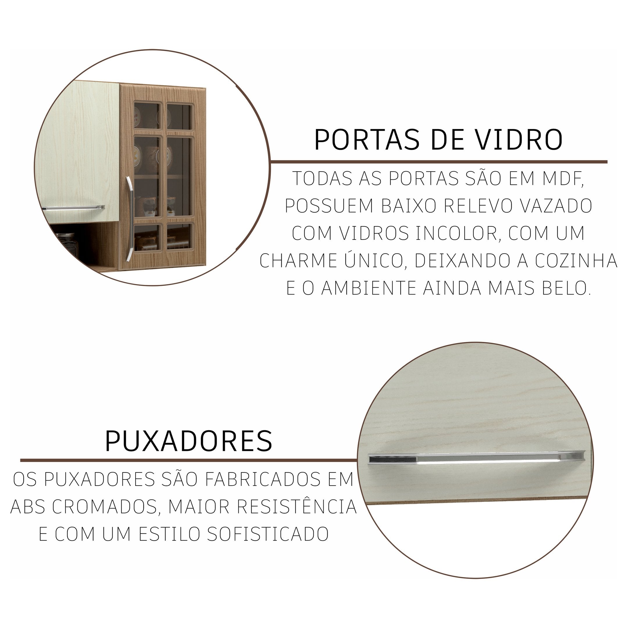 Cozinha Completa Fidelitá Paris 7 Peças 600cm 16 Portas 6 Gavetas com Tampo Nogal/Salinas 600x53x204,5cm