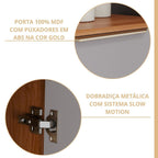 Cozinha Modulada 6 Peças Brilhante Cristaleira 2 Balcões 3 Armários Aéreos Bege/Cinamomo/Platina