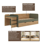 Quarto Infantil Completo com Cama de Solteiro 3 em 1 e Cômoda 10 Gavetas em MDF Premium Helena e Alice FD
