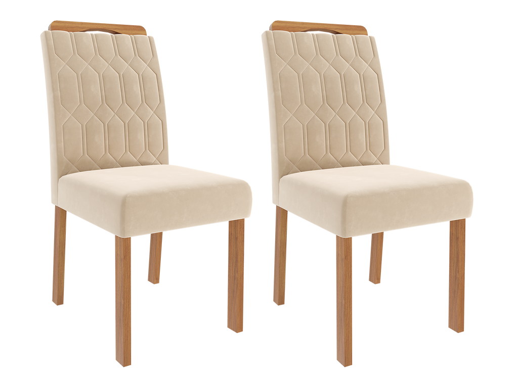 Conjunto Sala de Jantar Mesa Retangular Tampo Vidro/MDF Agata com 4 Cadeiras Paola Marrom Cimol
