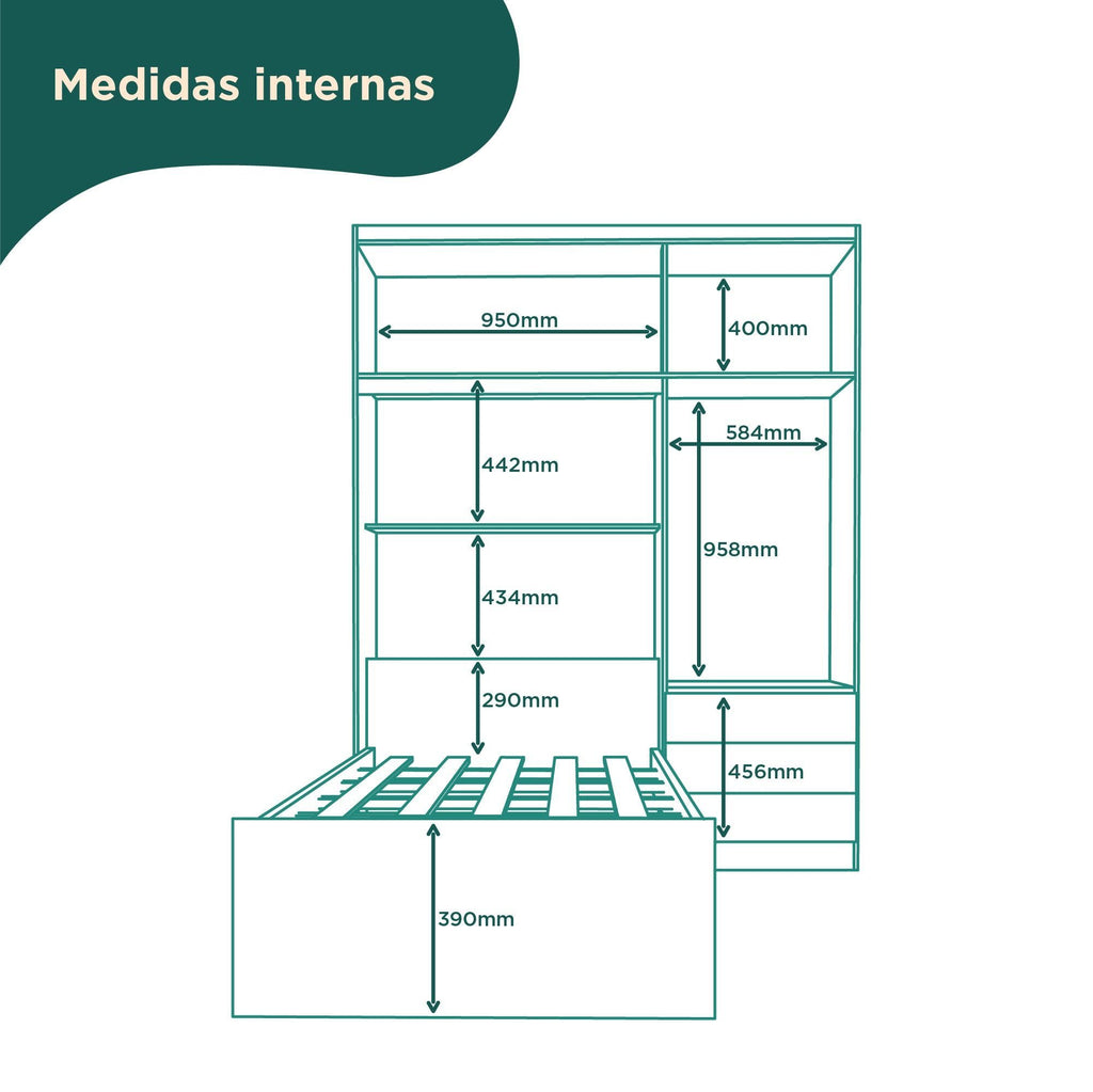 Guarda-Roupa Infantil com Cama 4 Portas 3 Gavetas Lisboa Espresso Móveis Branco/Pink