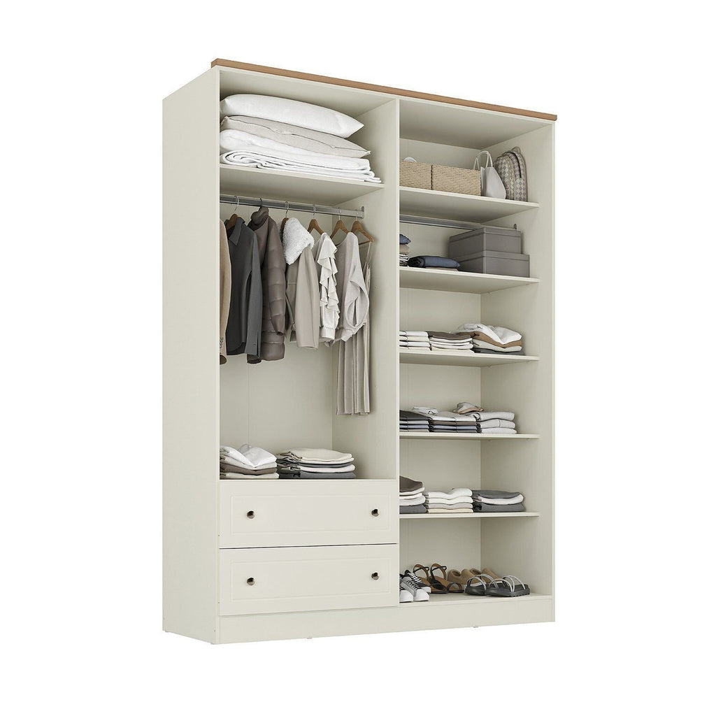 Guarda-Roupa Casal 4 Portas 2 Gavetas Ananda CabeCasa 100% MDF Bege/Offwhite