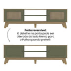 Kit 3 Peças Sala de Estar Charlotte Rack para TV Até 75 Polegadas Mesa de Centro e Apoio Espresso Móveis Carvalho/Menta