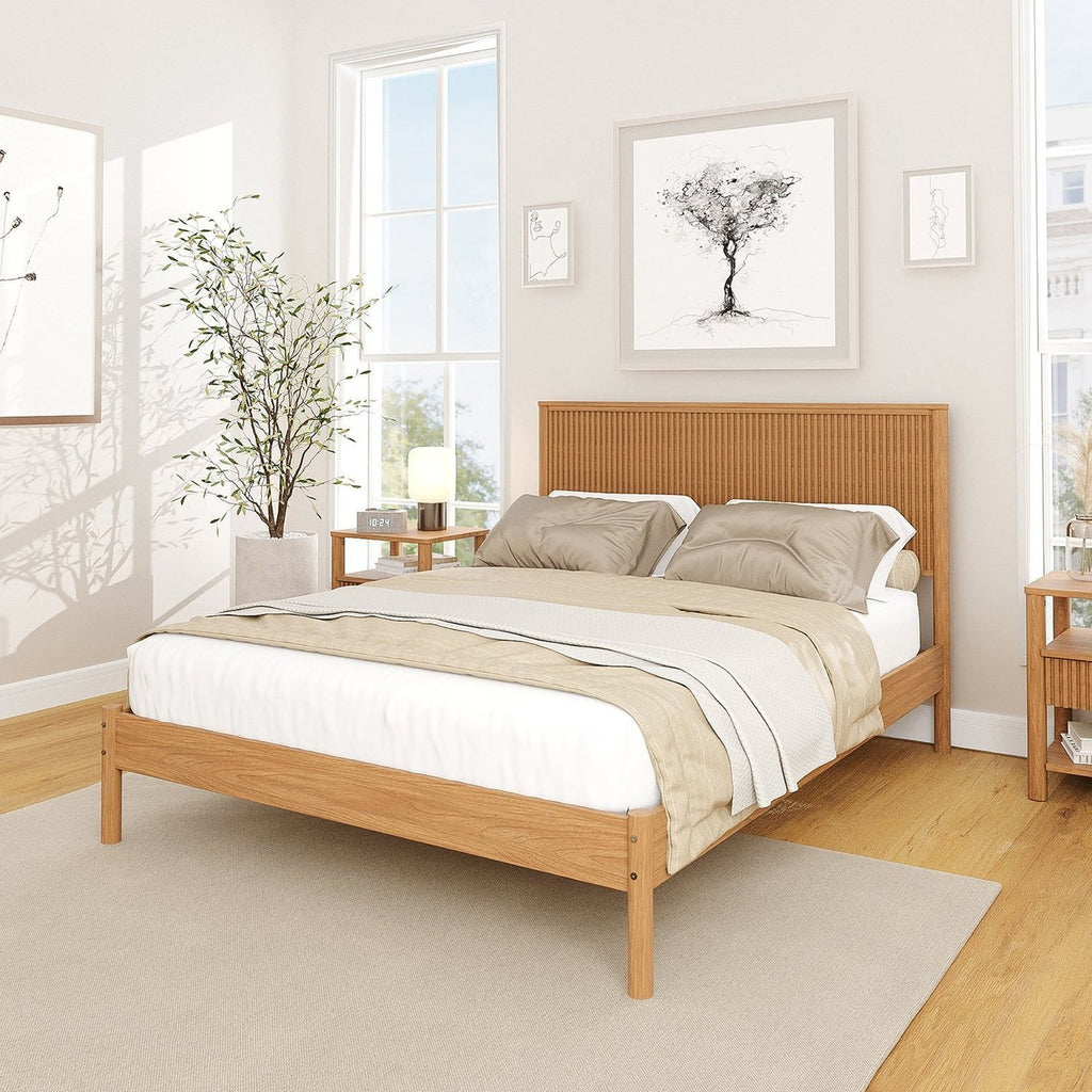 Cama Casal Oiti Madeira Maciça Pinus CabeCasa MadeiraOriginals Marrom