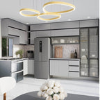 Cozinha Modulada Nara CabeCasa MadeiraOriginals 15 Peças 11 Aéreos 3 Balcões 1 Cristaleira Cinza