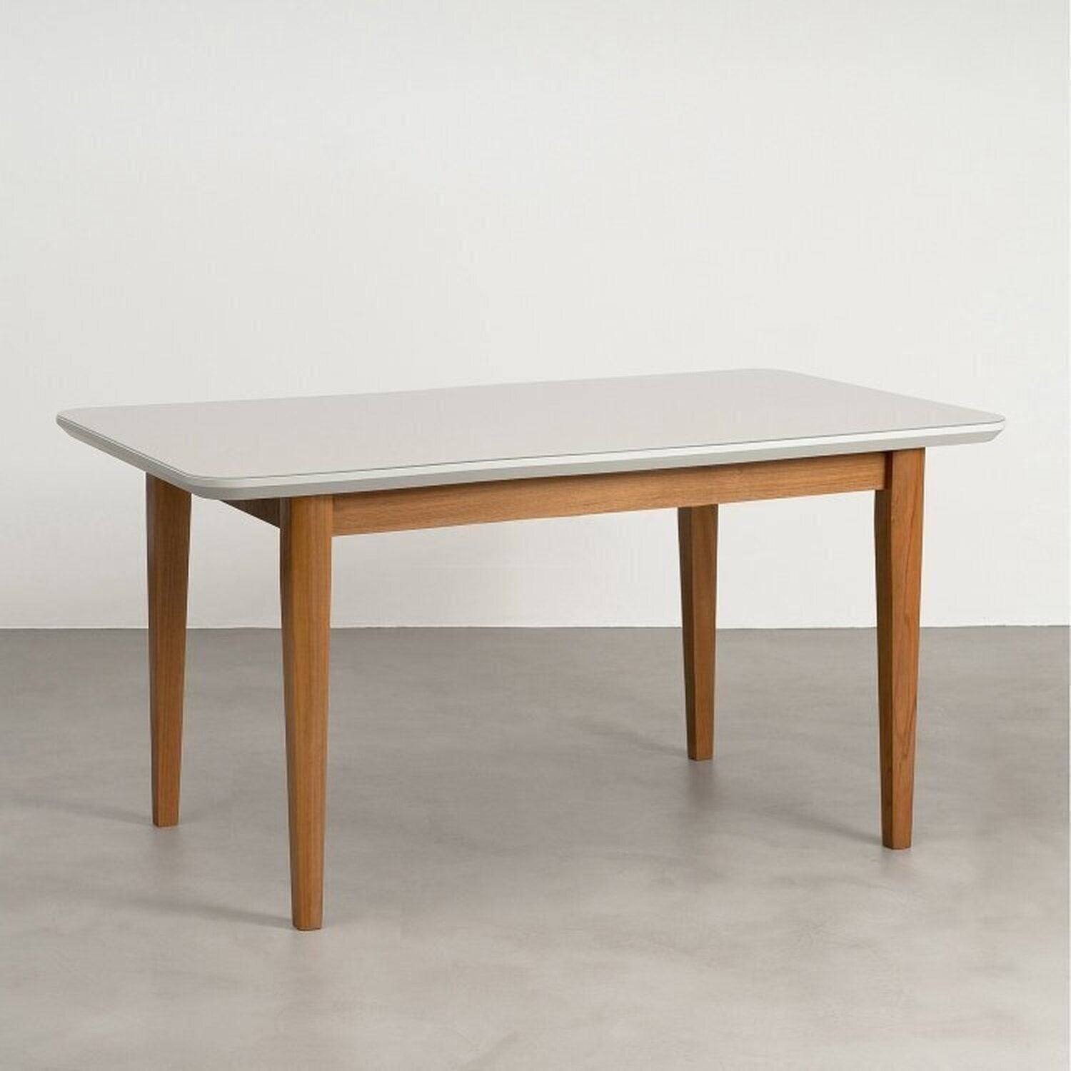 Conjunto Sala de Jantar Tangará Tiê Mesa com 4 Cadeiras Madeira Maciça Tampo MDF e Vidro CabeCasa MadeiraOriginals Bege/Cara